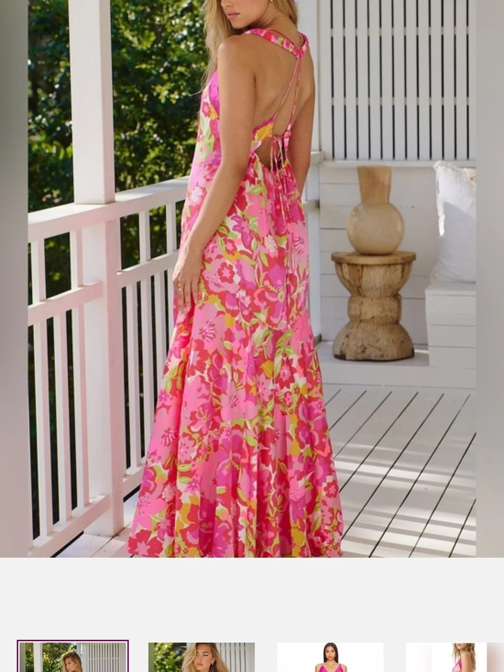 Free People All A Bloom Pink Floral Lace Trim Maxi Slip Dress - Picture 5 of 7